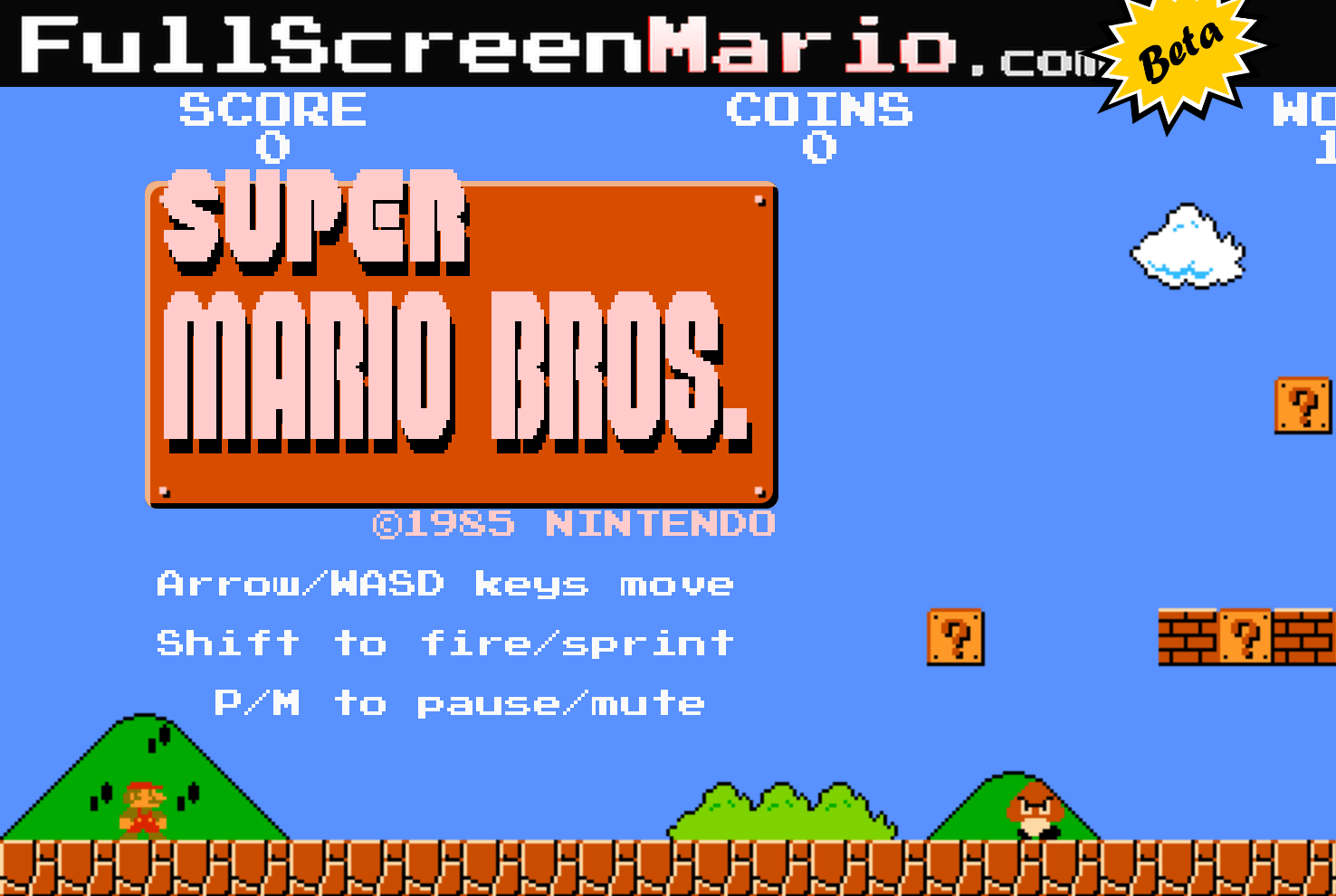 Full Screen Mario, A Browser-Based HTML5 Remake of the Original 'Super Mario  Bros.